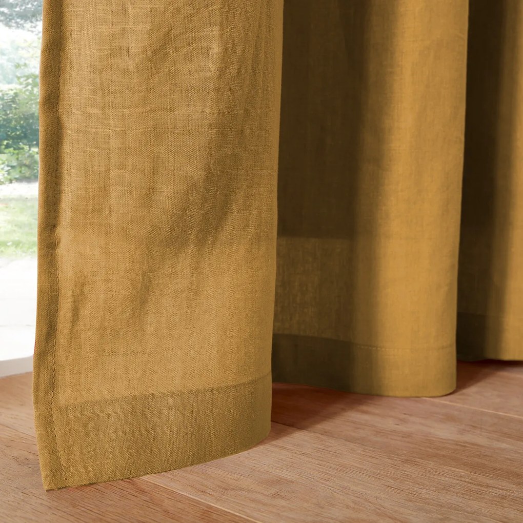 Verduisteringsgordijn in gewassen linnen met oogjes Onega