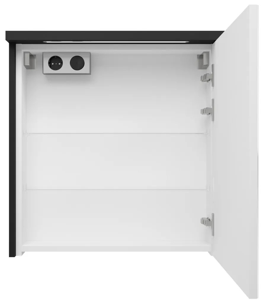 Fontana Grado spiegelkast met verlichting 60cm 1 deur zwart mat
