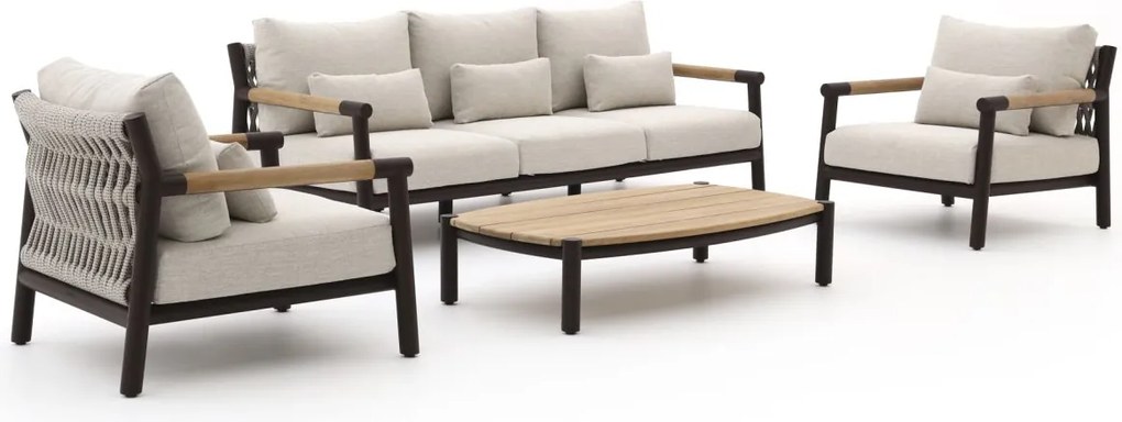 Stoel-bank loungeset Zavelli | 5 personen | Loungeset Beige | Aluminium | 240x86cm | Kees Smit Tuinmeubelen
