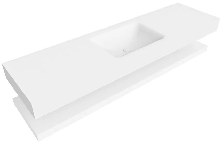 Zaro Alan badmeubel 170cm met planchet talc en vrijhangende wastafel cloud midden 1 kraangat talc