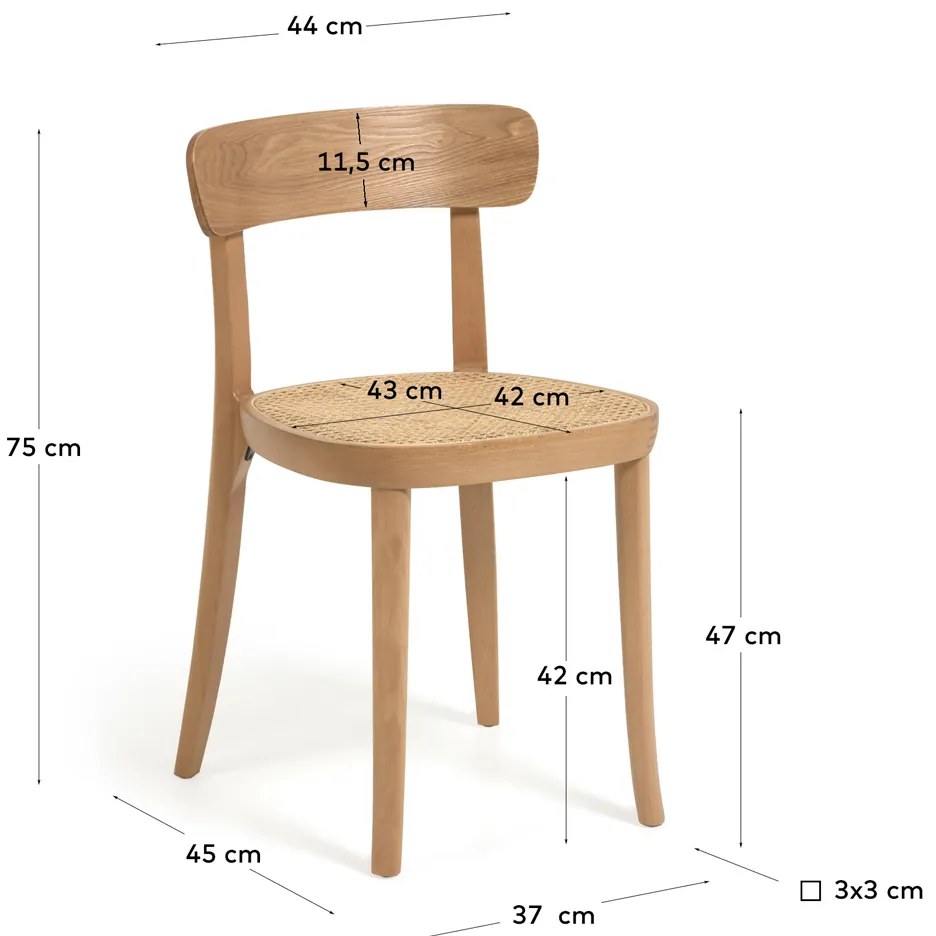 Kave Home Romane Eetkamerstoel Rotan Webbing Naturel