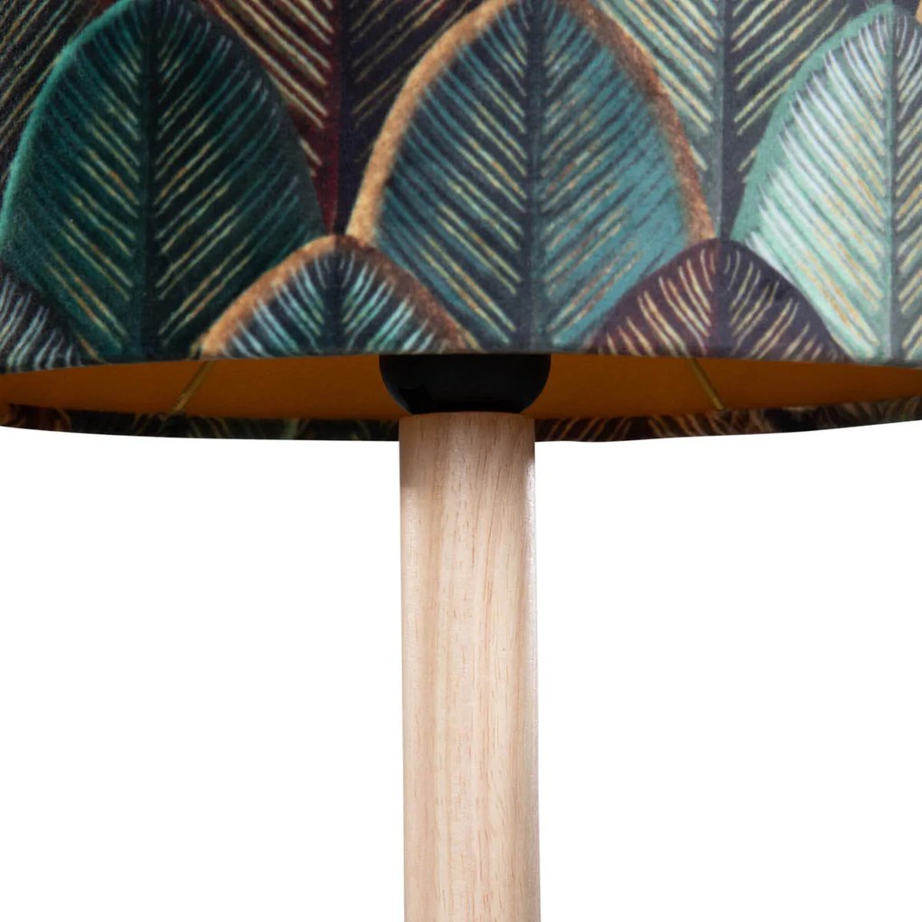 Tafellamp hout met ovale velours kap blad Design 25cm - Mels Landelijk, Klassiek / Antiek E27 rond Binnenverlichting Lamp