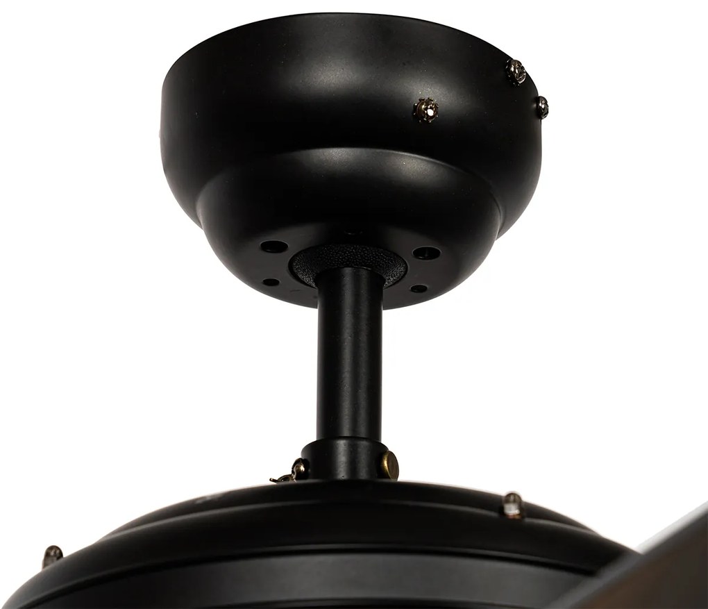 Plafondventilator zwart met hout print 107.5cm met trekschakelaar - Mistral Johanna