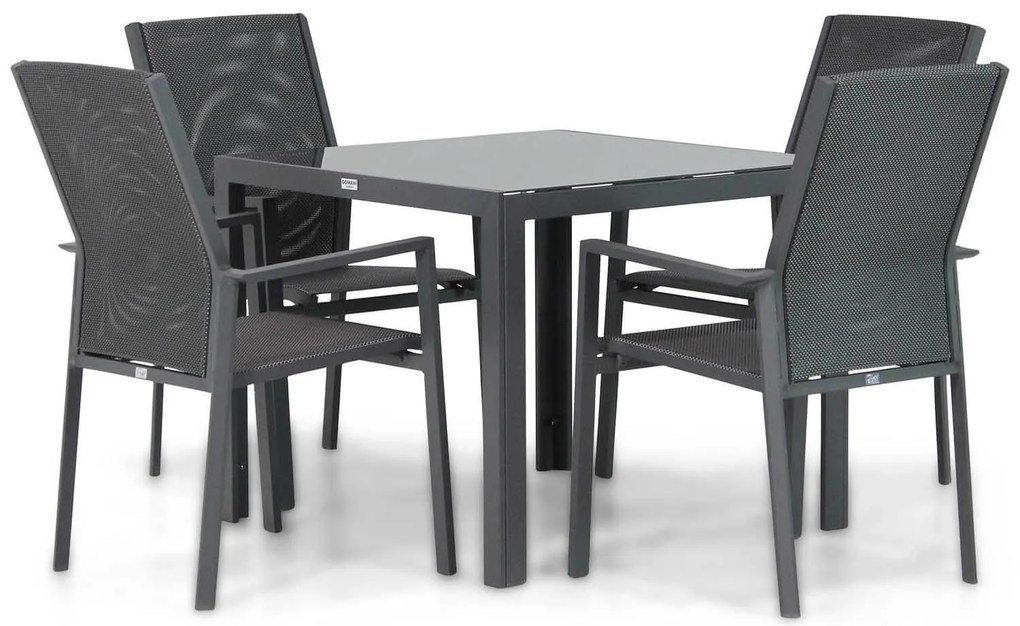 Tuinset 4 personen 90 cm Aluminium/textileen Grijs Presto Ricadi/Mondello