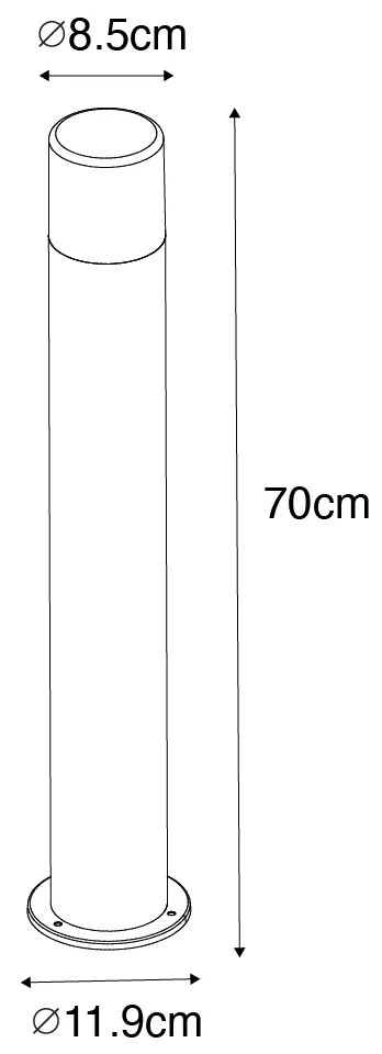 Staande buitenlamp zwart met smoke kap 70 cm - Odense