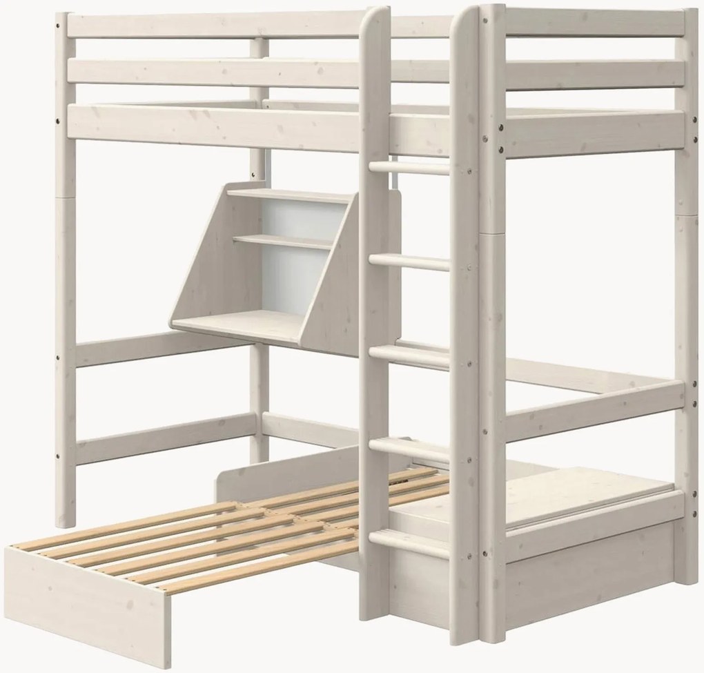 2-in-1 uitschuifbed Nor van hout met bureau