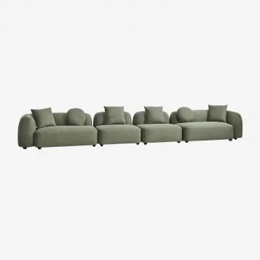4-delige Modulaire Bank In Chenille Coco Chenille Saliegroen - Sklum