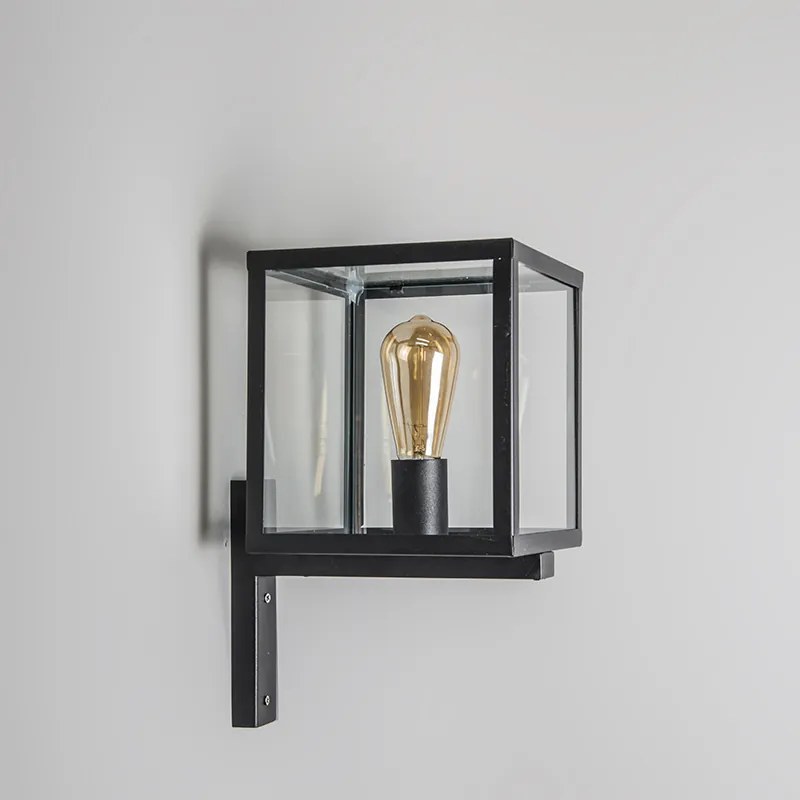 Industriële vierkante buitenwandlamp zwart IP23 - Rotterdam