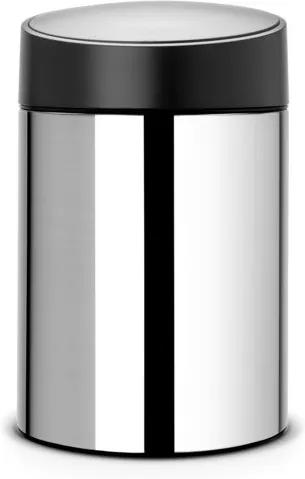 Brabantia wandafvalemmer 5 liter slide bin met kunststof binnenemmer en black kunststof deksel brilliant steel 397127