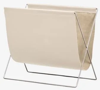 Scheefstaande Vloertijdschriftenhouder Van Leer En Roestvrij Staal Dravena Beige – Crème - Sklum