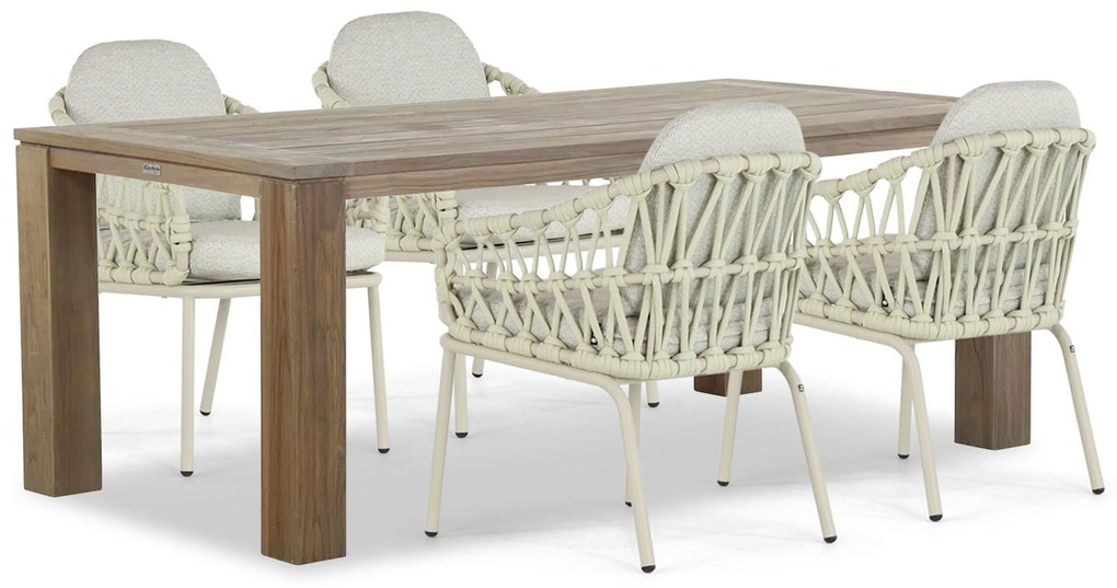 Tuinset 4 personen 200 cm Aluminium/rope Taupe Coco Barcelona/Brighton