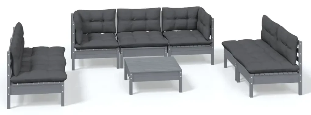 vidaXL 8-delige Loungeset met kussens massief grenenhout