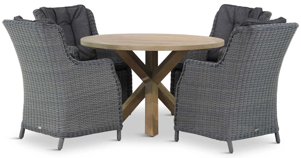 Tuinset Rond 4 personen 120 cm Wicker Zwart Garden Collections Buckingham/Sand