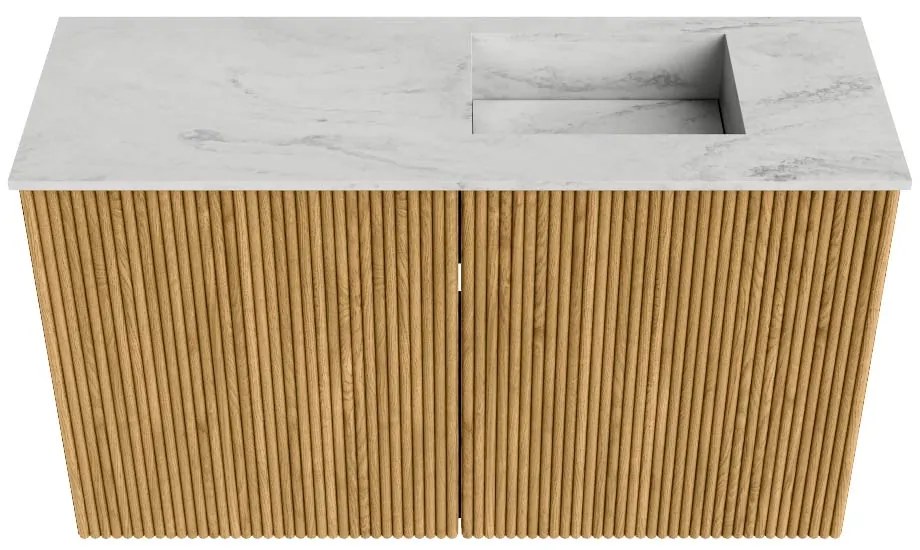 Mondiaz Joya DLux 70cm toiletmeubel oak met wastafel faye rechts 1 kraangat opalo