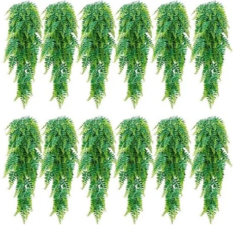 VEVOR 12 stuks kunstmatige hangvarens, kunstplanten met een hanglengte van 79 cm, gemaakt van synthetische en zijden stof, UV-bestendige kunstmatige Bostonvarens voor huis-, tuin- en kantoordecoratie, zonder bloempot.