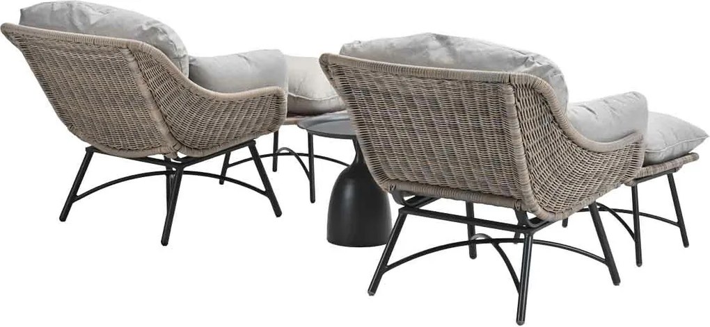 Garden Impressions Selene loungestoelen vintage willow - Mati bijzettafel Ø50x48 cm