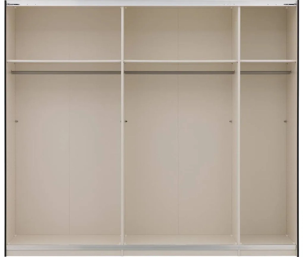 Goossens Kledingkast Easy Storage Sdk, 250 cm breed, 220 cm hoog, 1x 3 paneel schuifdeur li en 1x 3 paneel spiegel schuifdeur re
