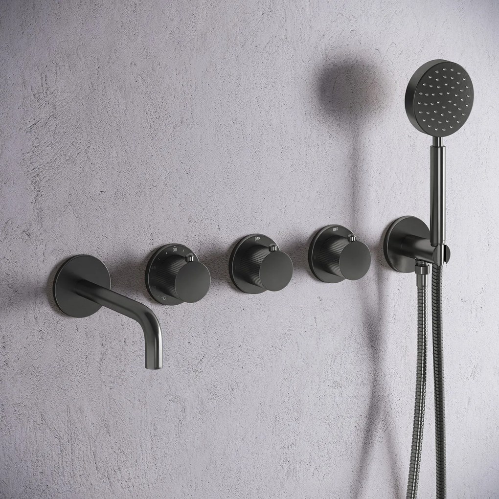 Saniclear Plus Stripes thermostaatkraan afbouwdeel verouderd ijzer - gunmetal