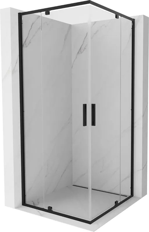 Mexen Exo vierkante douchecabine met draaideur 70 x 70 cm, transparant, zwart - 8110-070-070-70-00