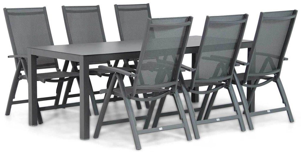 Tuinset 6 personen 220 cm Aluminium/Textileen /Aluminium/textileen Grijs Presto Vasto/Madras