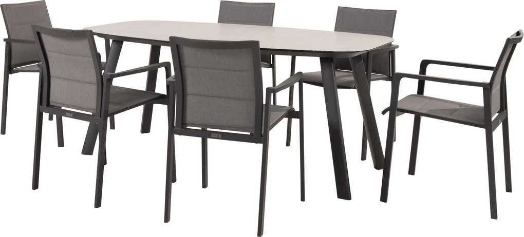 Manolo Cortina dining tuinset 180x95xH75 cm 7 delig keramiek antraciet Taste 4SO