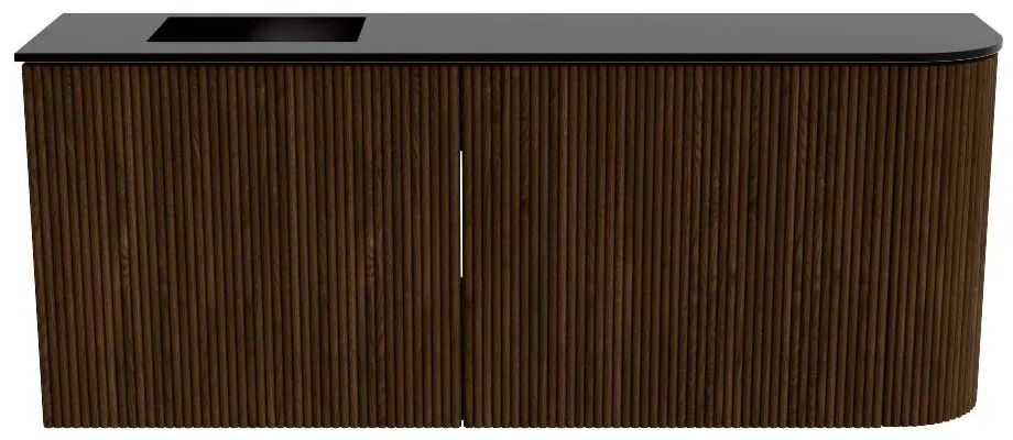 Mondiaz Joya 100cm toiletmeubel ronding rechts walnut met wastafel faye links 1 kraangat urban