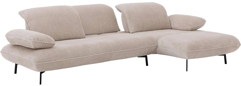 Goossens Excellent Bank Leandro beige, stof, 2,5-zits, modern design met chaise longue rechts