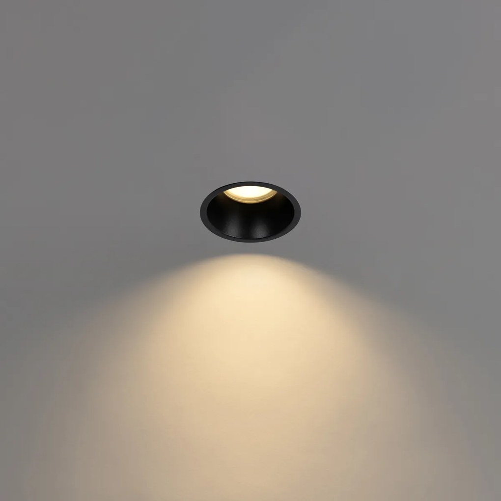 Set van 12 inbouwspots zwart GU10 70mm IP44 - Dept