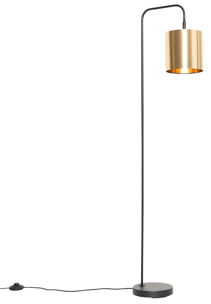 Moderne vloerlamp zwart met goud - Lofty Modern E27 cilinder / rond rond Binnenverlichting Lamp