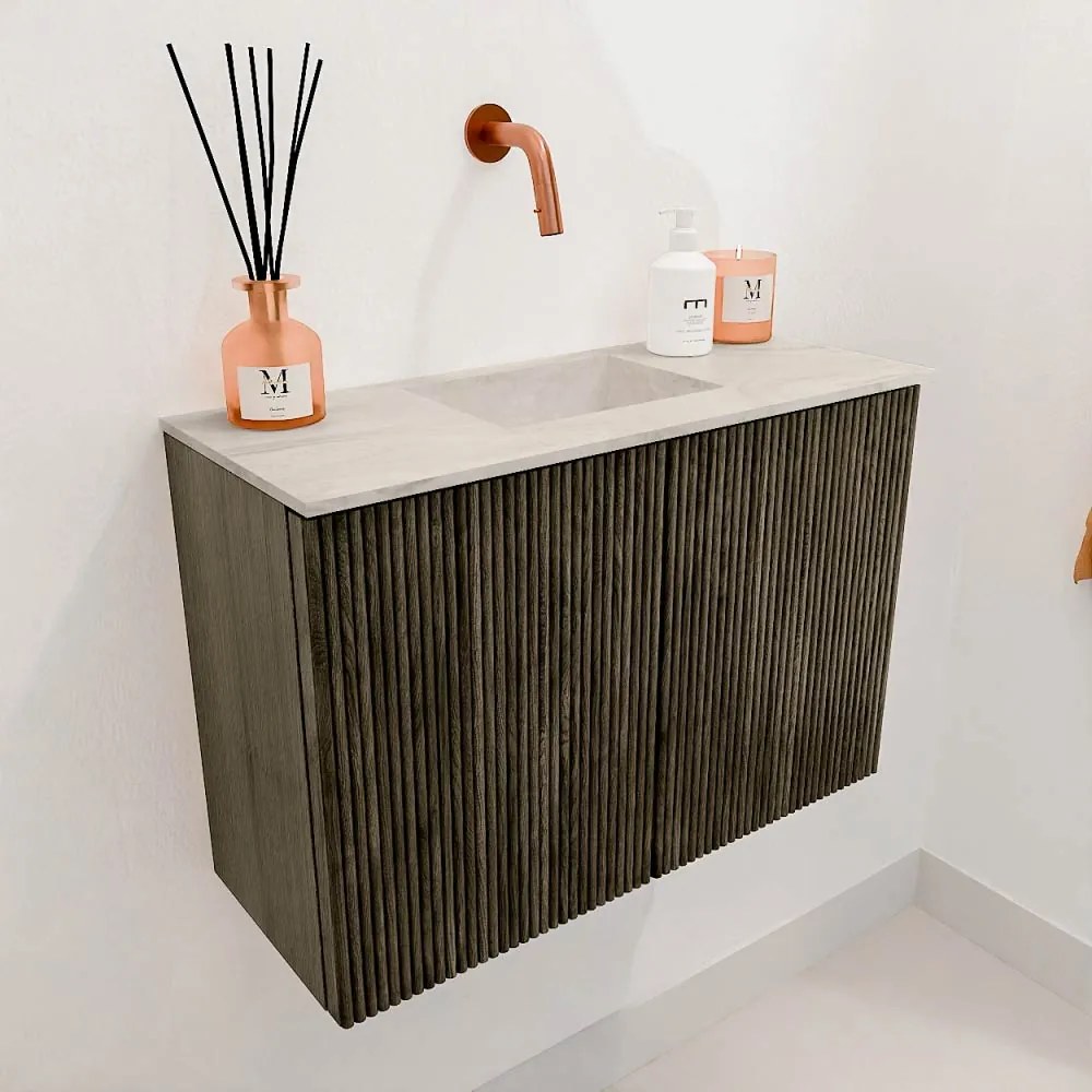 Mondiaz Joya DLux 60cm toiletmeubel shadow met wastafel faye midden zonder kraangat ostra