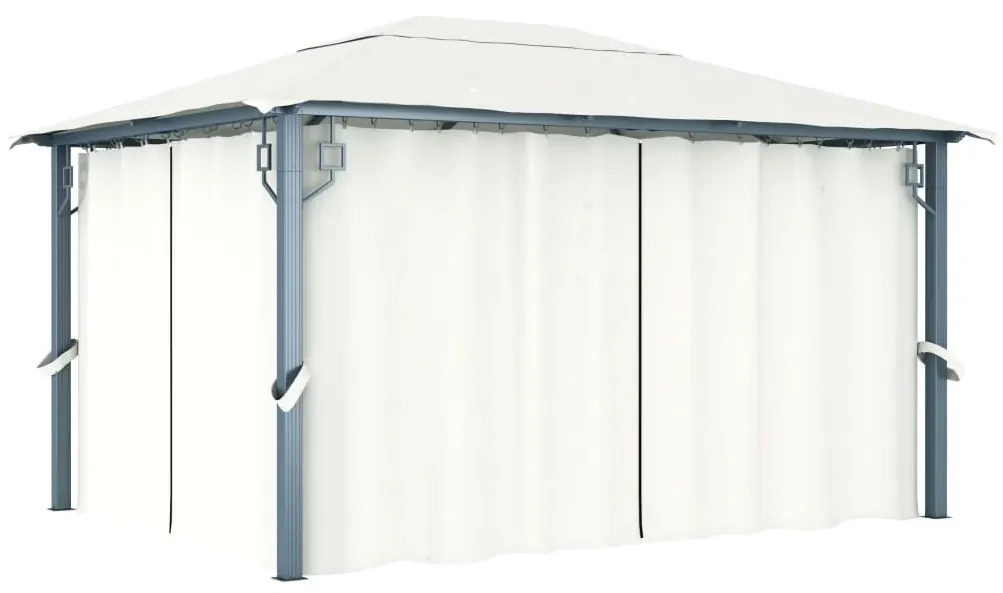 vidaXL Prieel met gordijn 400x300 cm aluminium crème