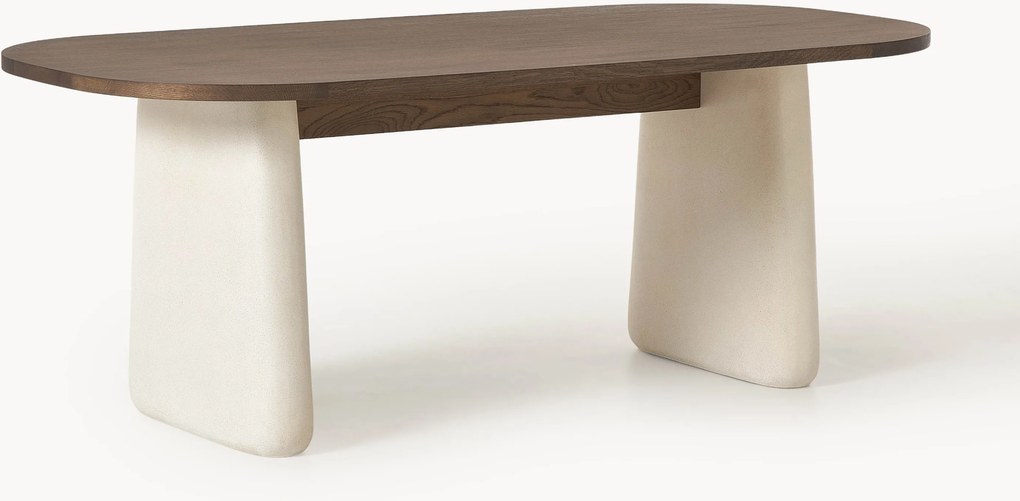 Ovale eettafel Dune van eikenhout, in verschillende formaten