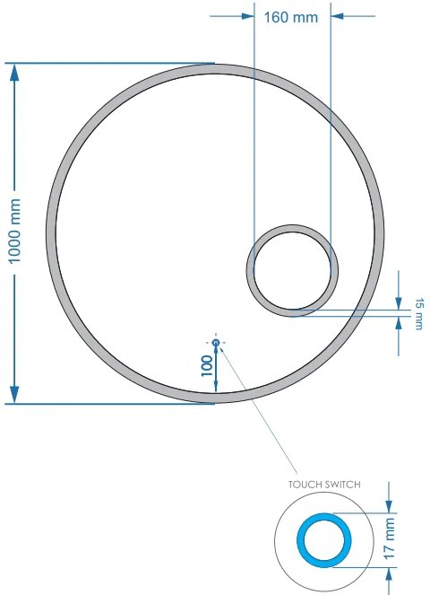 Gliss Design Sol ronde spiegel met LED-verlichting 100cm