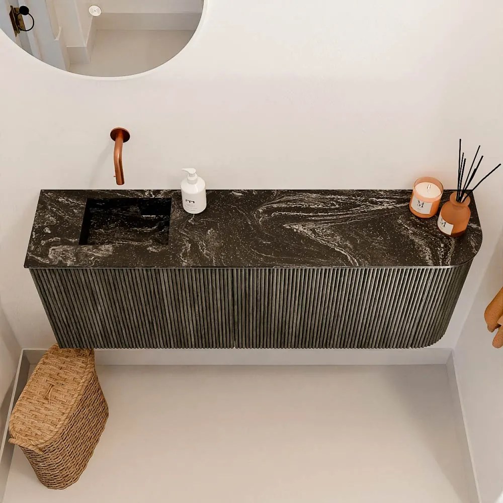 Mondiaz Joya DLux 110cm toiletmeubel ronding rechts shadow met wastafel faye links zonder kraangat lava
