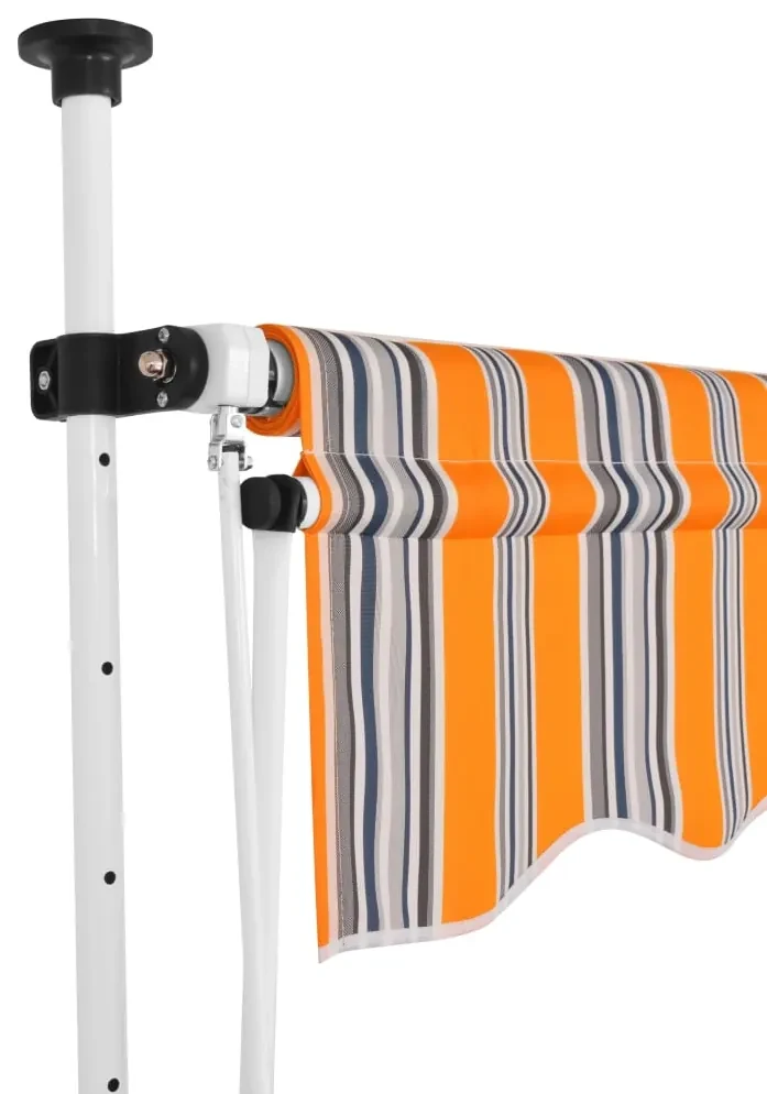 vidaXL Luifel handmatig uittrekbaar 150 cm geel en blauwe strepen