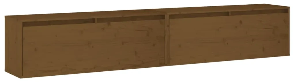 vidaXL Wandkasten 2 st 100x30x35 cm massief grenenhout honingbruin