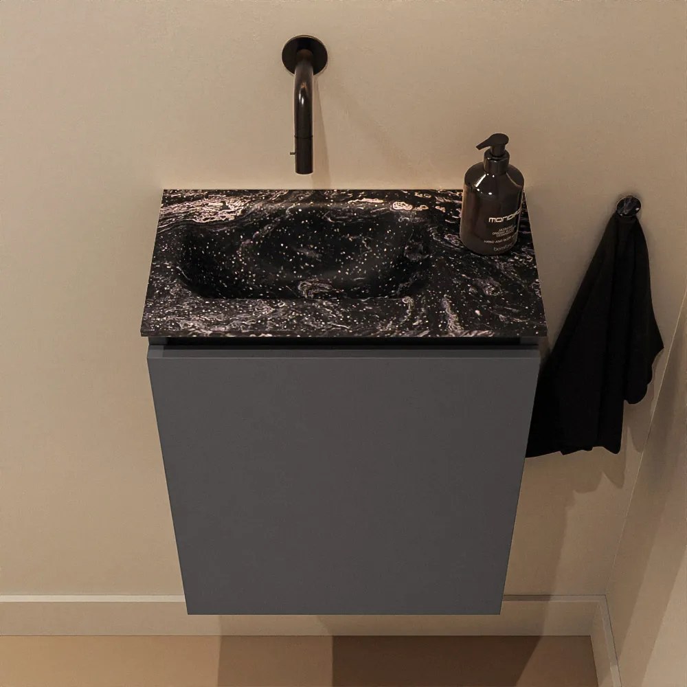 Mondiaz Ture DLux toiletmeubel 40cm dark grey met wastafel lava links zonder kraangat