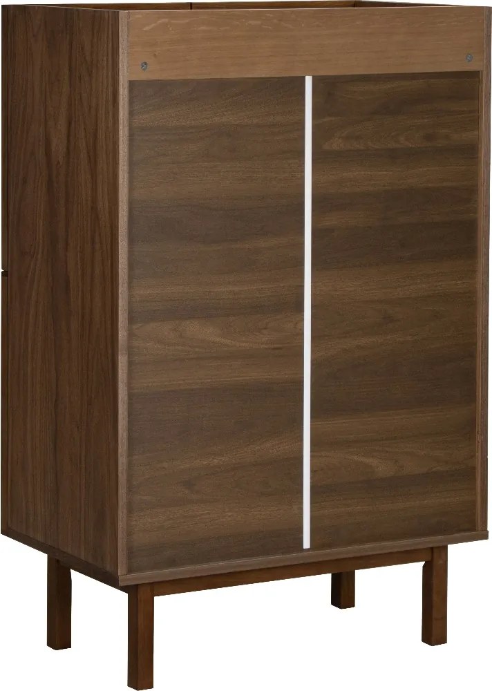 Walnoot Wandkast Met Stoffen Deuren - 80x40x120cm.
