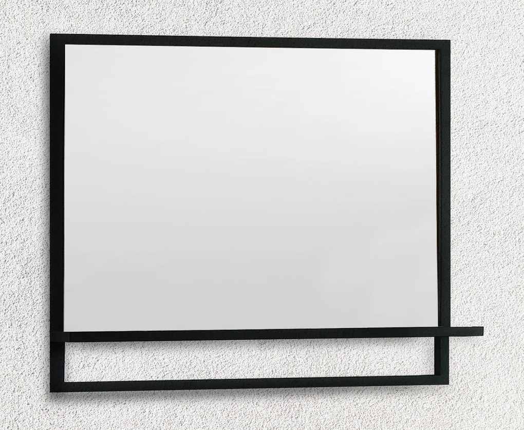 B-Stone Metal zwarte spiegel met planchet 100x70cm