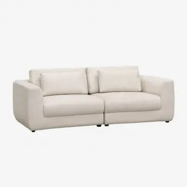 2-delige Modulaire Bank Met In Hoogte Verstelbare Hoofdsteun, Bekleed Met Cataline Chenille Chenille Crèmebeige - Sklum