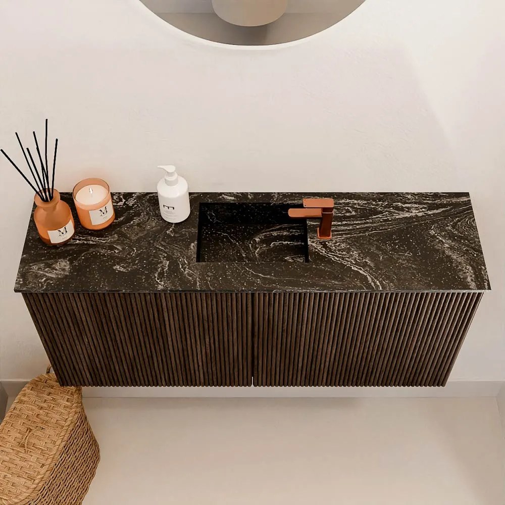 Mondiaz Joya DLux 90cm toiletmeubel walnut met wastafel faye midden 1 kraangat lava