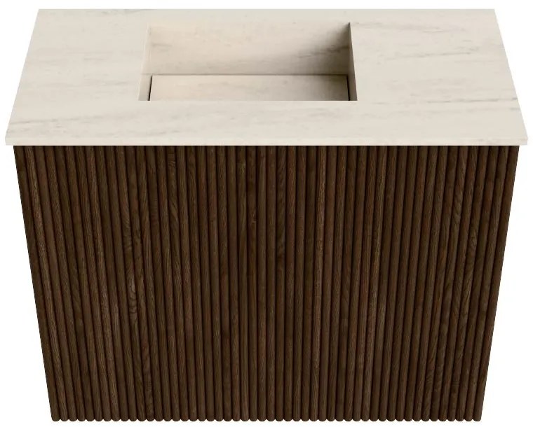 Mondiaz Joya DLux 50cm toiletmeubel walnut met wastafel faye links 1 kraangat meli