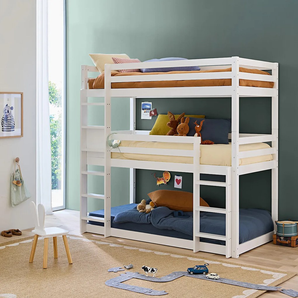 Stapelbed met 3 slaapzones en lattenbodems, Maysar