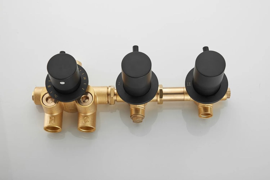 Saniclear Plus inbouw regendouche met inbouw douchekop 30x30cm en staafhanddouche zwart mat