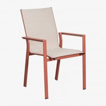 Stapelbare Set Van 2 Tuinstoelen Met Armleuningen Van Aluminium Karena Tapioca Beige - Terracota - Sklum