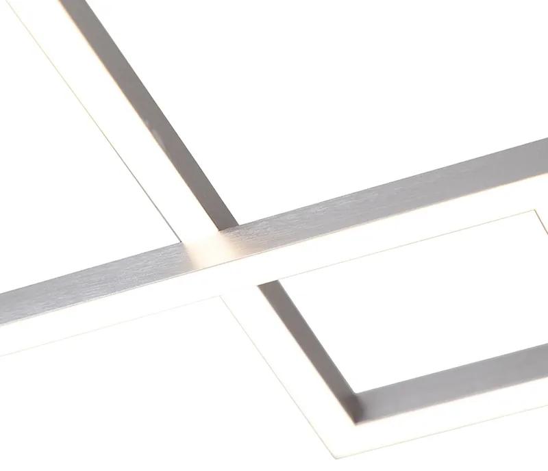 Design plafondlamp staal incl. LED en dimmer - Plazas Mondrian Design, Modern vierkant Binnenverlichting Lamp