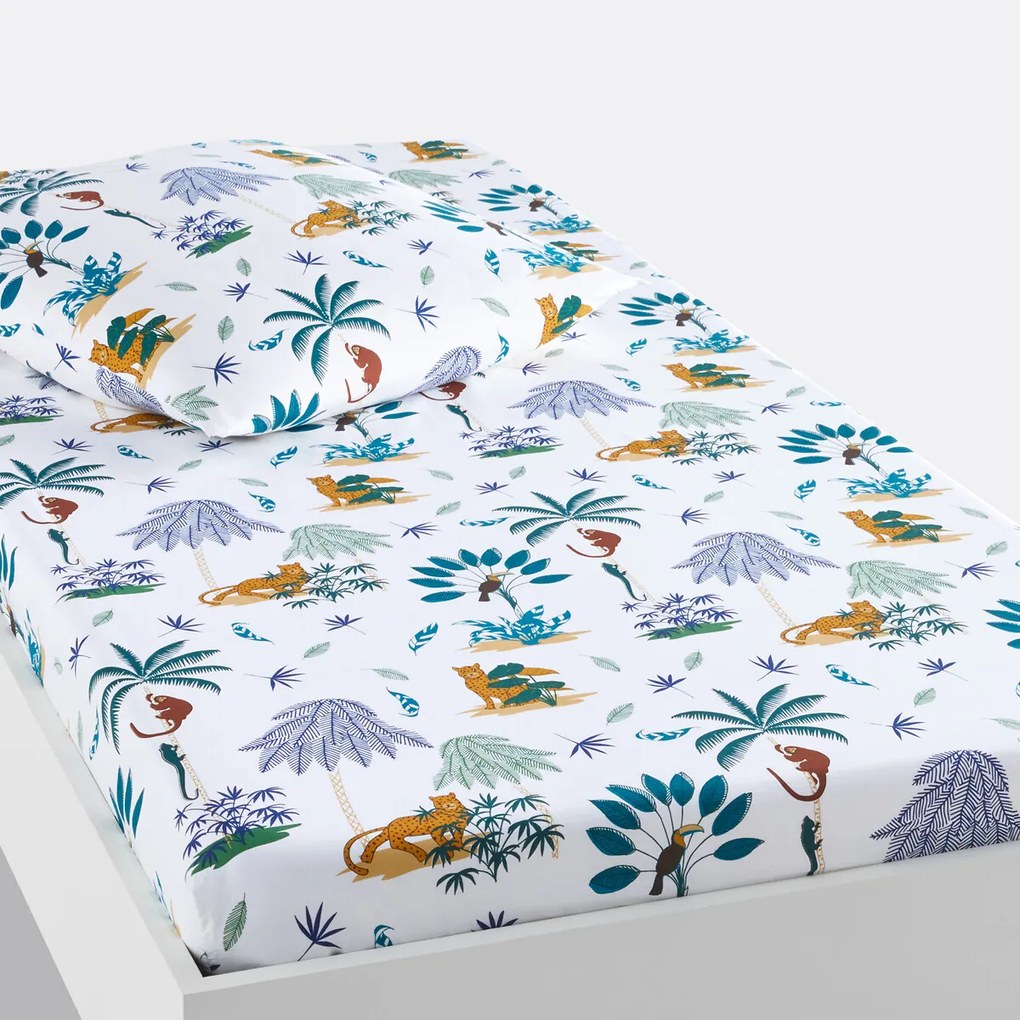 Hoeslaken in biologisch katoen, Petite Jungle