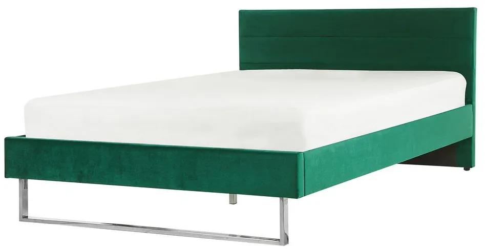 Bed fluweel groen 140 x 200 cm BELLOU Beliani
