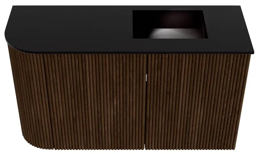 Mondiaz Joya 70cm toiletmeubel ronding links walnut met wastafel faye rechts zonder kraangat urban