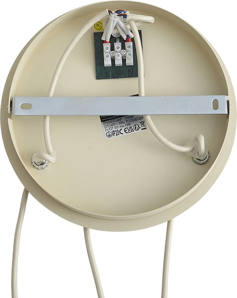 Scandinavische hanglamp beige met wit glas rond 3-lichts - Wisp